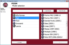 SECONS FiatDiag Vehicle selection