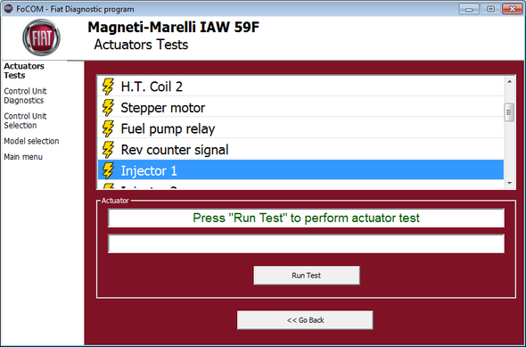 SECONS FiatDiag Actuator test