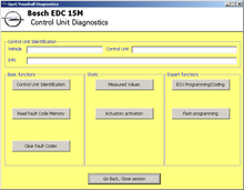 SECONS OpelDiag Control Unit Diagnostics Menu