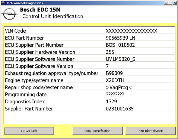 SECONS OpelDiag Control Unit Identification